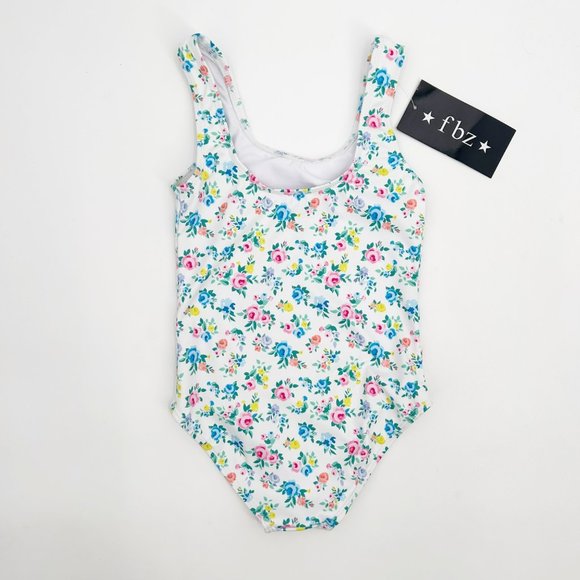 Flowers By Zoe Girls Size 4 White Floral One Piece Swimsuit - Picture 4 of 6